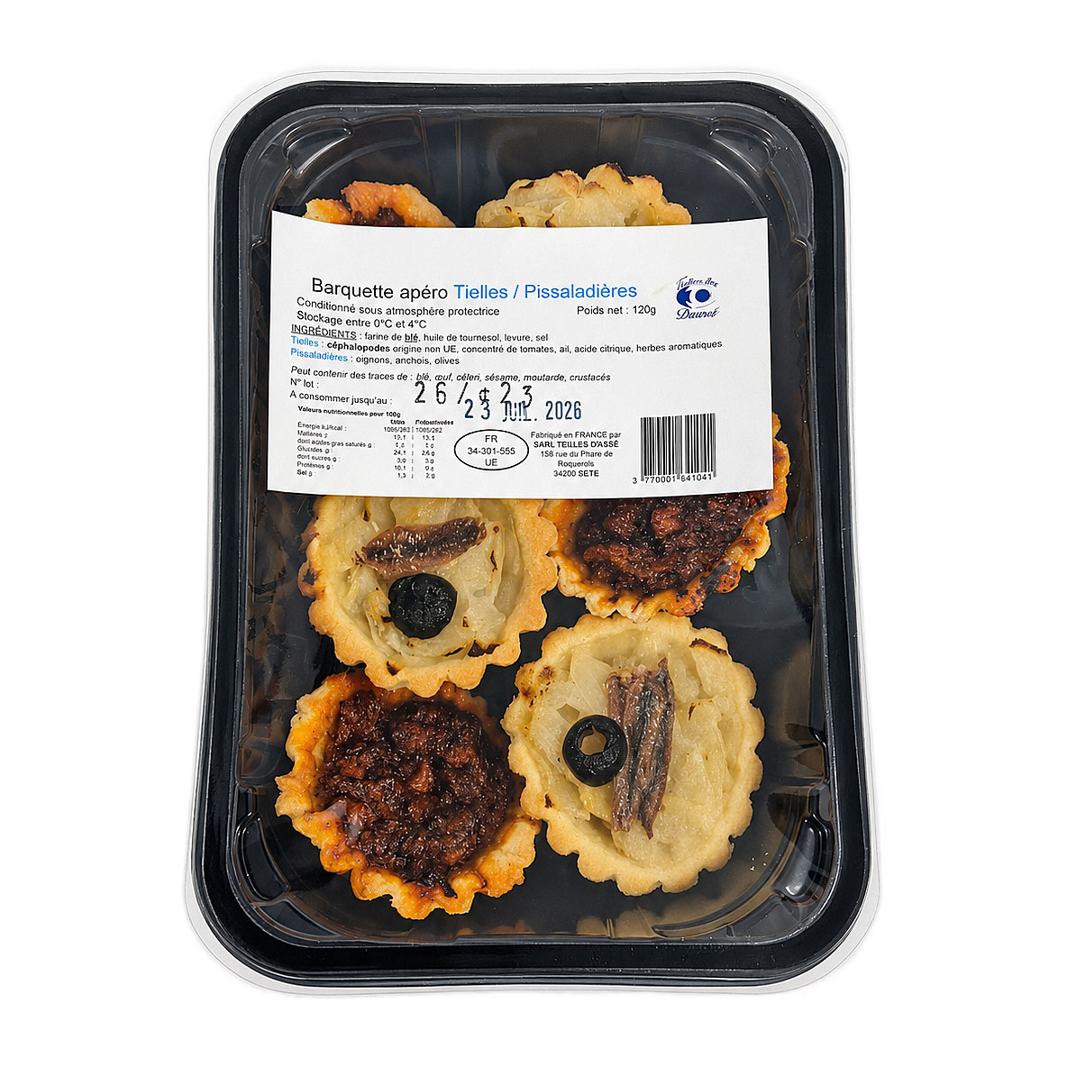 Apéro tielles / pissaladières, barquette