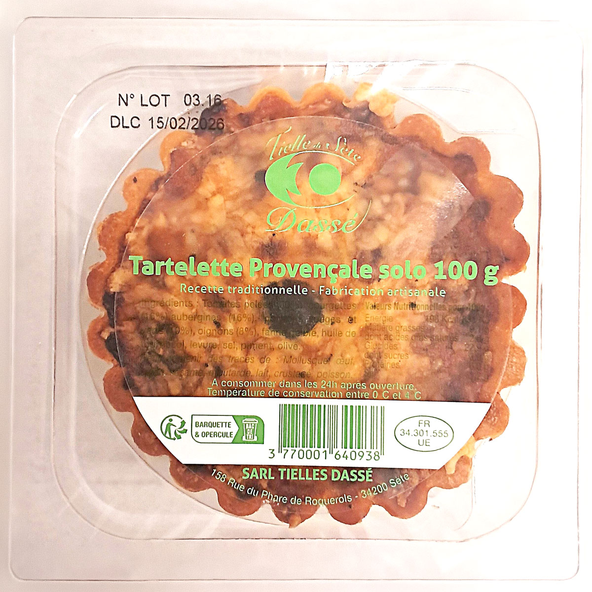 Tartelette provençale solo 100g